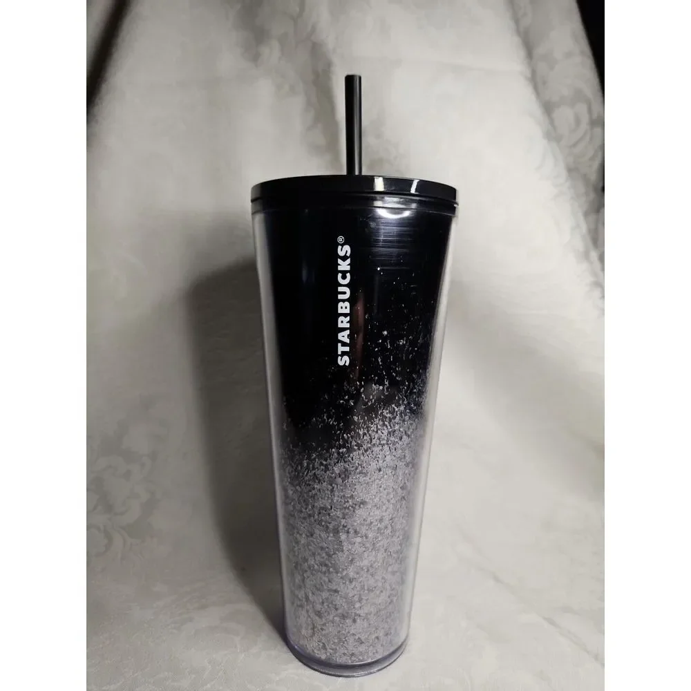 Starbucks BLACK OMBRE SILVER GLITTER‎ Tumbler Venti Holiday 2019 Blingy Sparkle - Picture 2 of 7